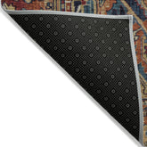 8' Runner Red Orange and Blue Oriental Washable Non Skid Indoor Outdoor Runner Rug